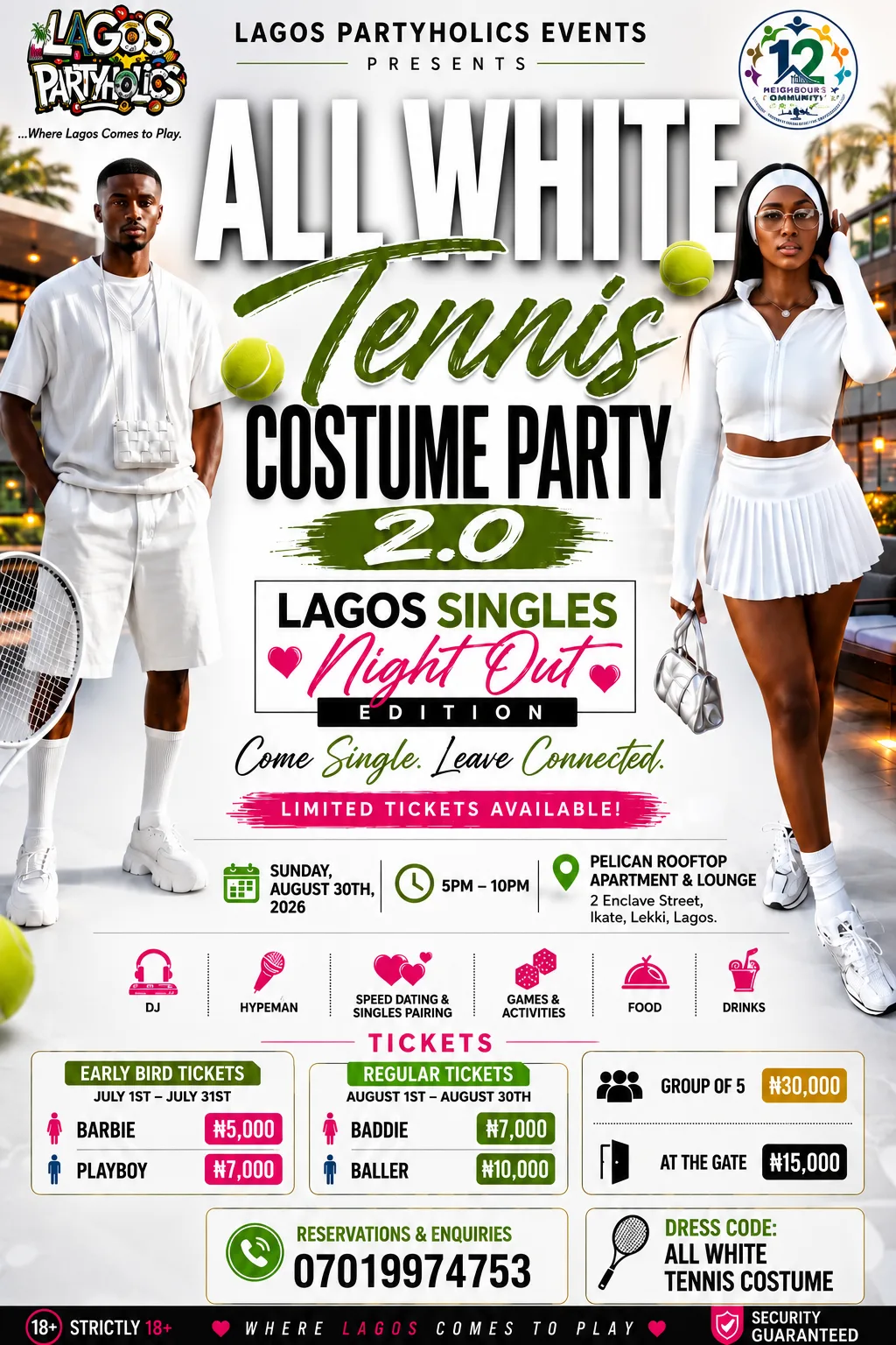🎾 ALL WHITE TENNIS COSTUME PARTY 2.0 🎾 - Event in Epe, Lagos on Jubilq